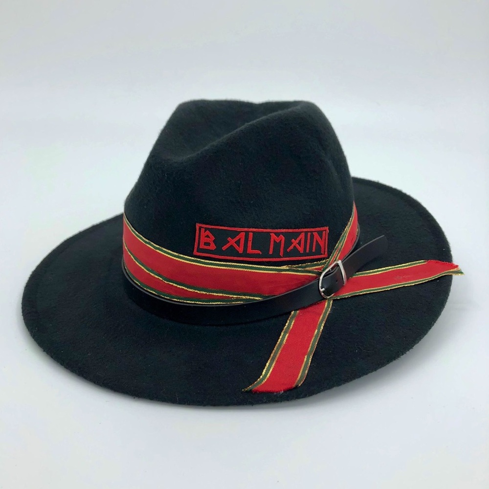 H&M x Balmain Custom Design Black Wide Brim Hat